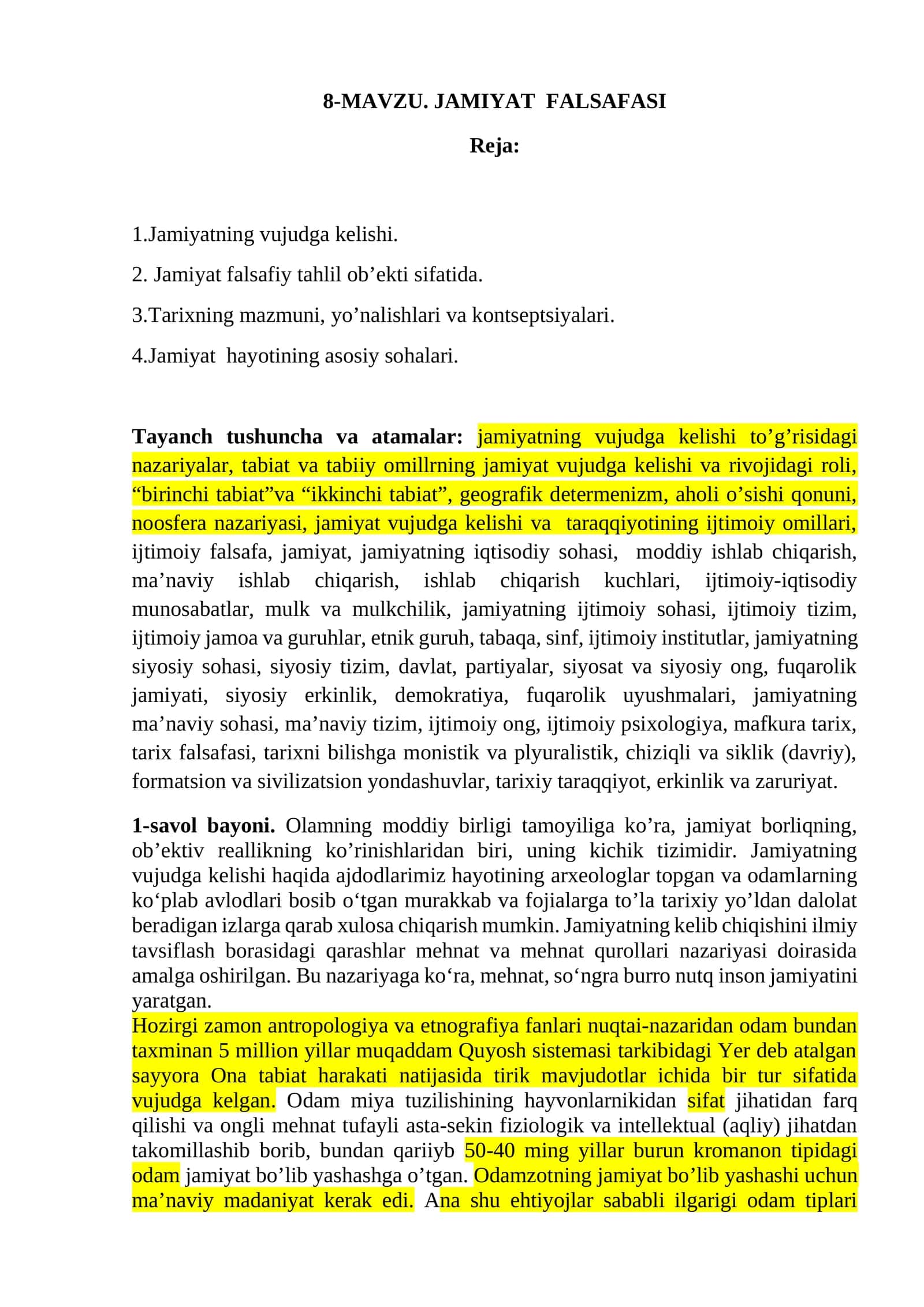JAMIYAT FALSAFASI 1