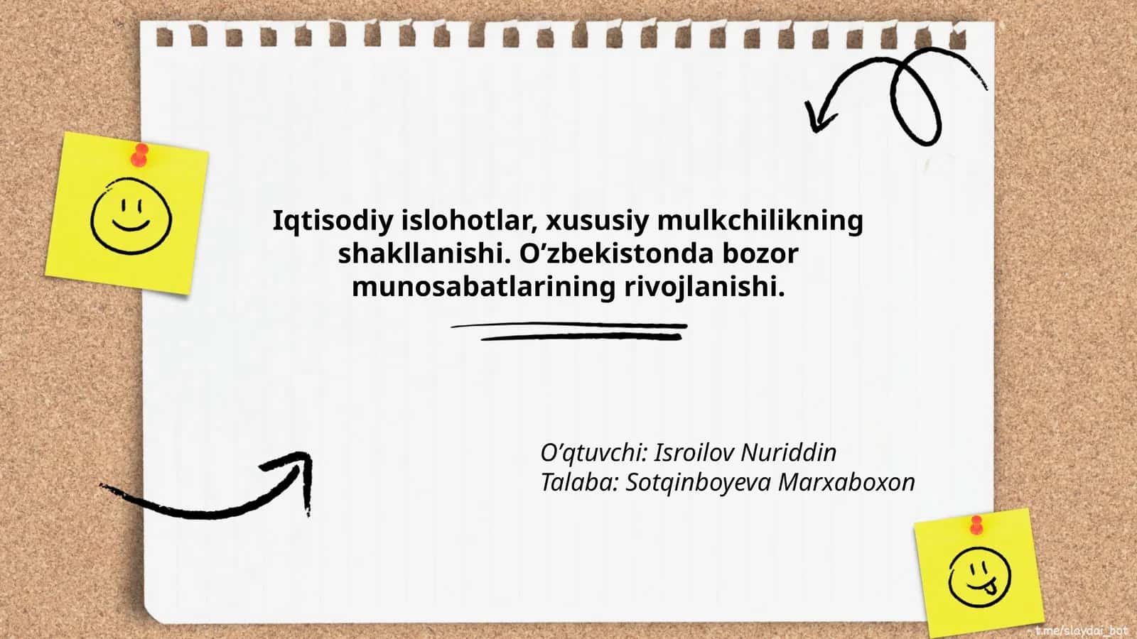 Iqtisodiy islohotlar, xususiy mulkchilikning shakllanishi 1