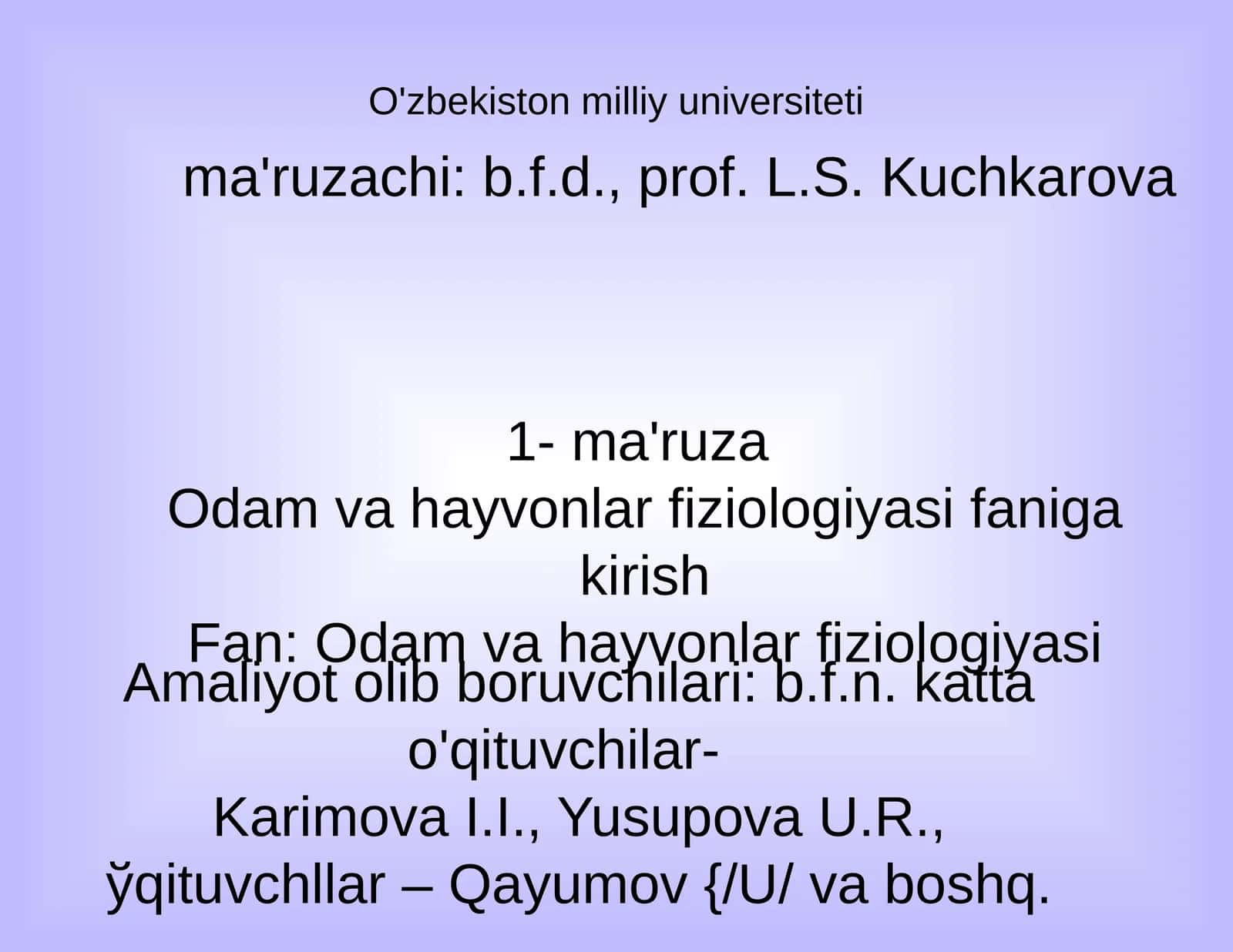Оdаm vа hayvоnlаr fiziоlоgiyasi fаnigа kirish 1