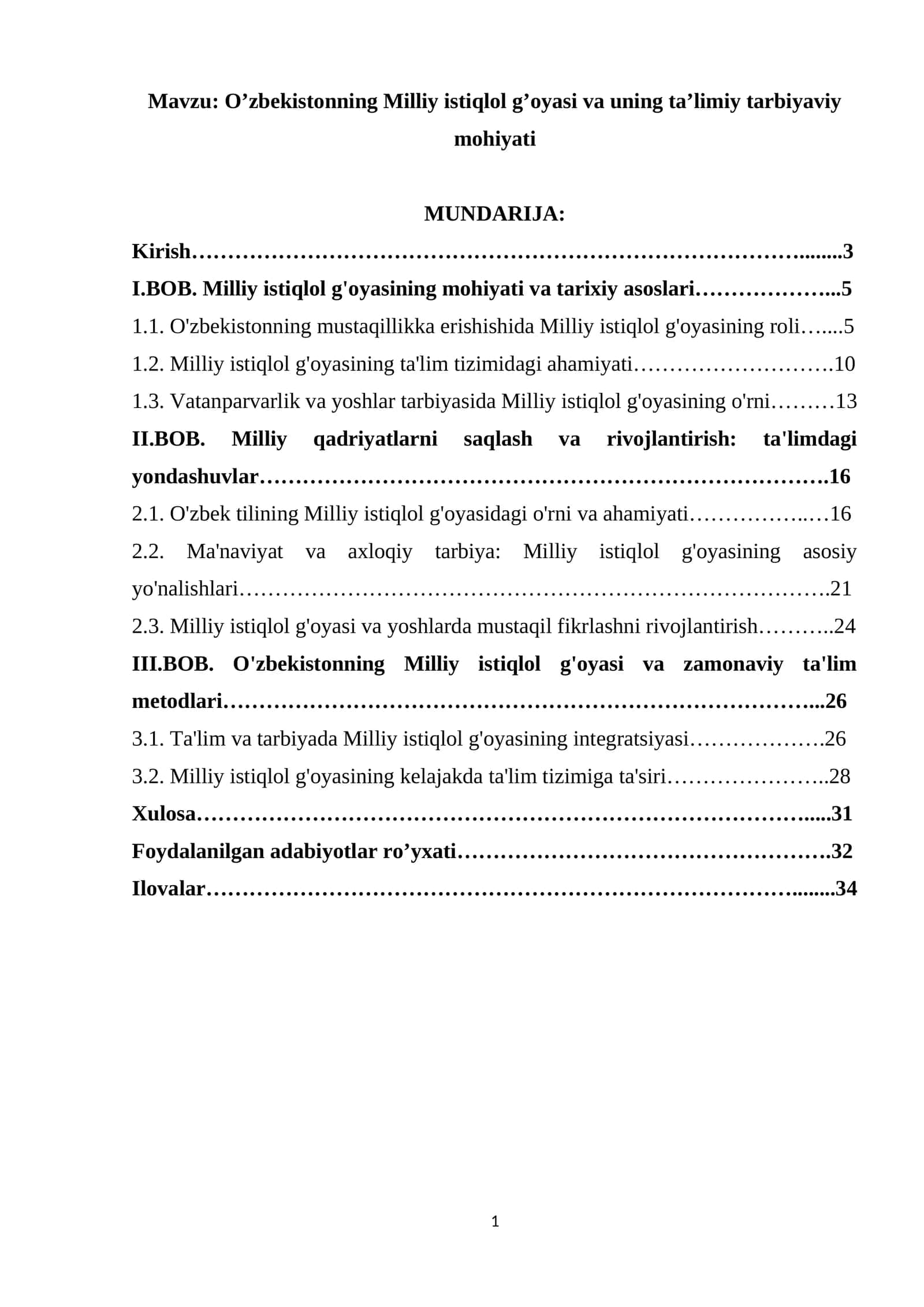 O’zbekistonning Milliy istiqlol g’oyasi va uning ta’limiy tarbiyaviy mohiyati 1