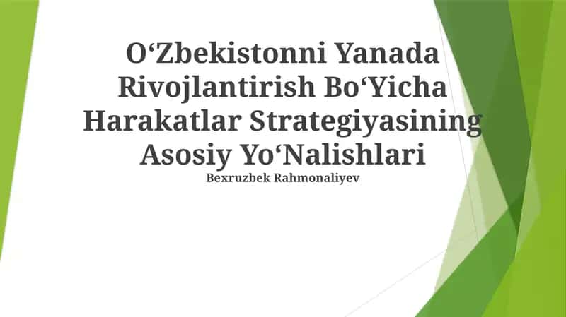 OʻZbekistonni Yanada Rivojlantirish BoʻYicha Harakatlar Strategiyasi 1
