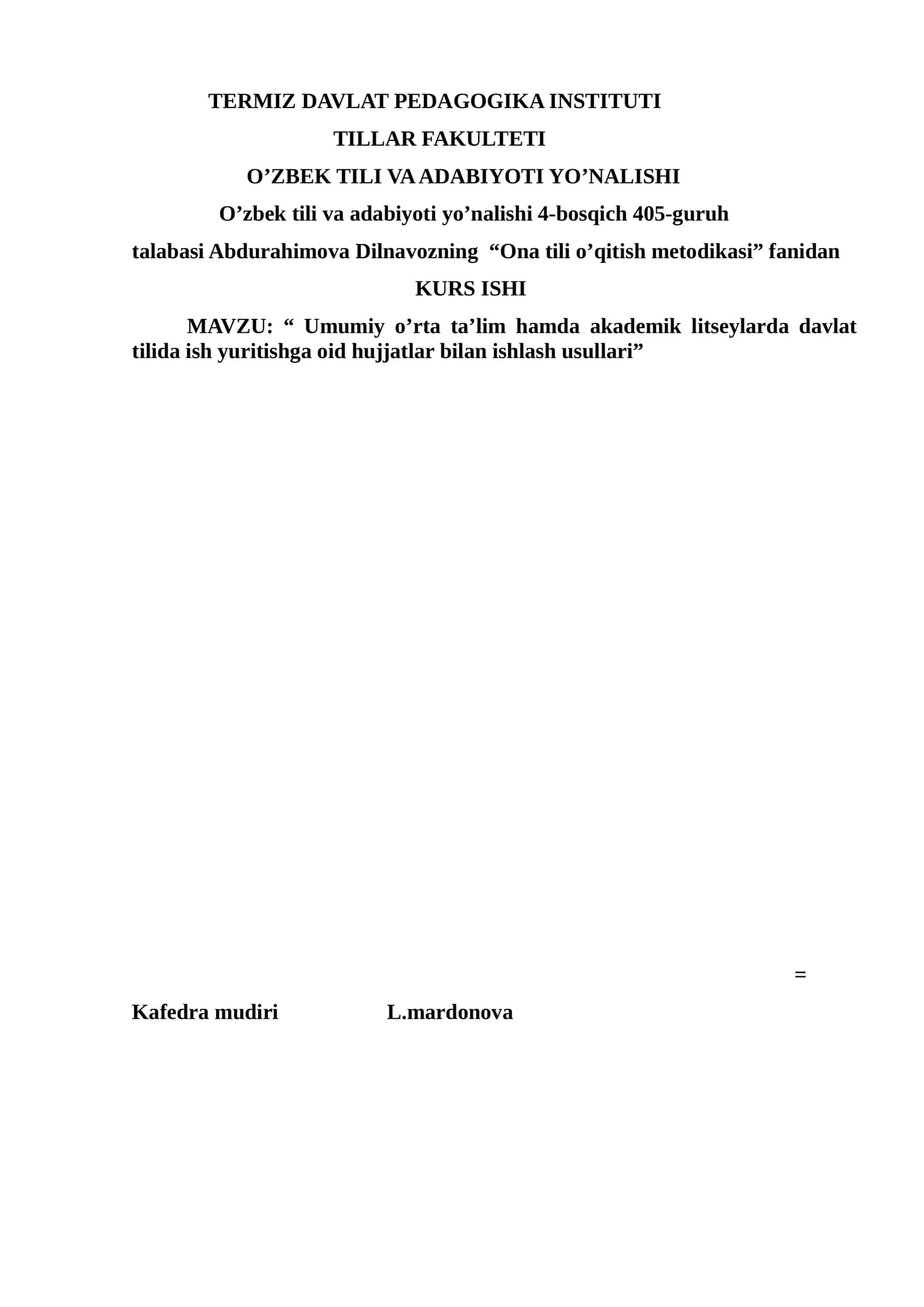 O’na tili o’qitish metodikasi 1