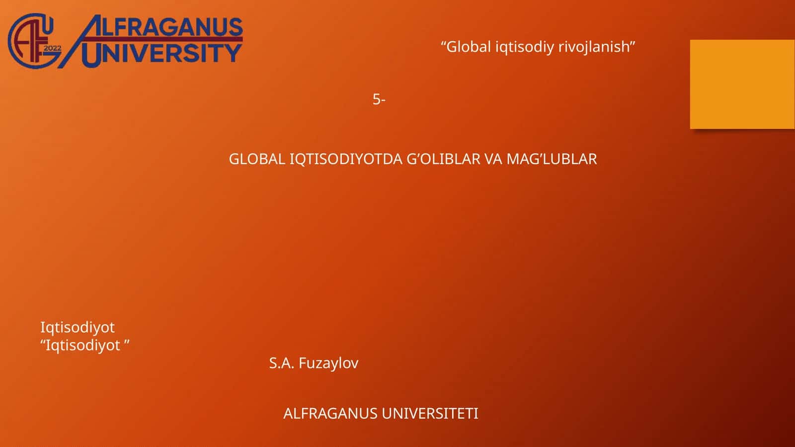 “Global iqtisodiy rivojlanish” 1