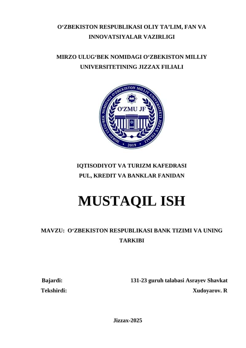 Bank tizimini tushunish 1