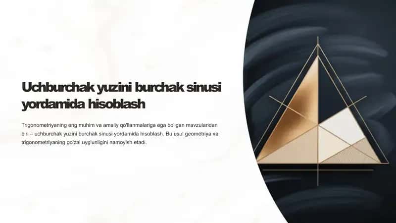 Uchburchak yuzini burchak sinusi yordamida hisoblash 1