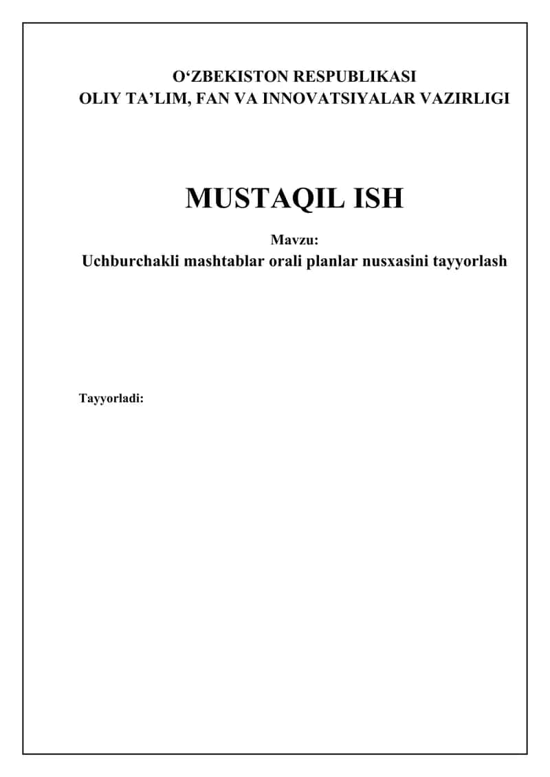 Uchburchakli mashtablar orali planlar nusxasini tayyorlash 1