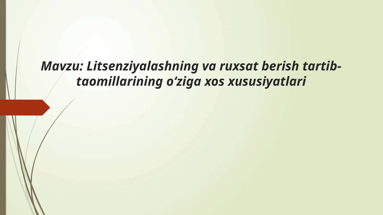 Litsenziyalashning va ruxsat berish tartib-taomillarining oʻziga xos xususiyatlari 1