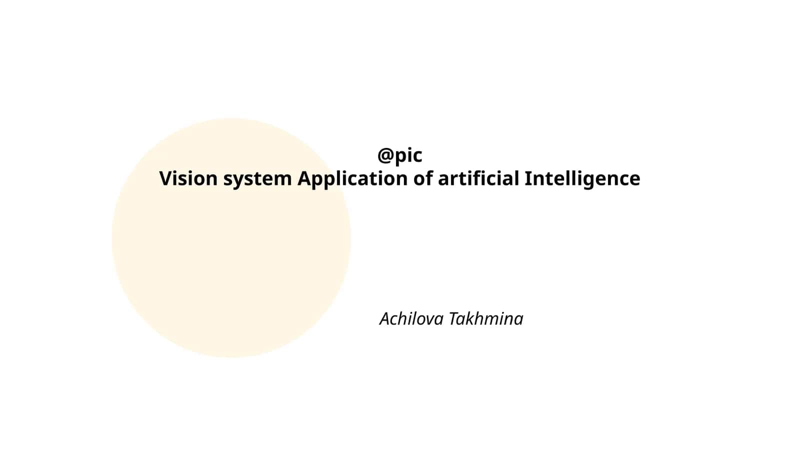 Vision system Application of artificial Intelligence 1