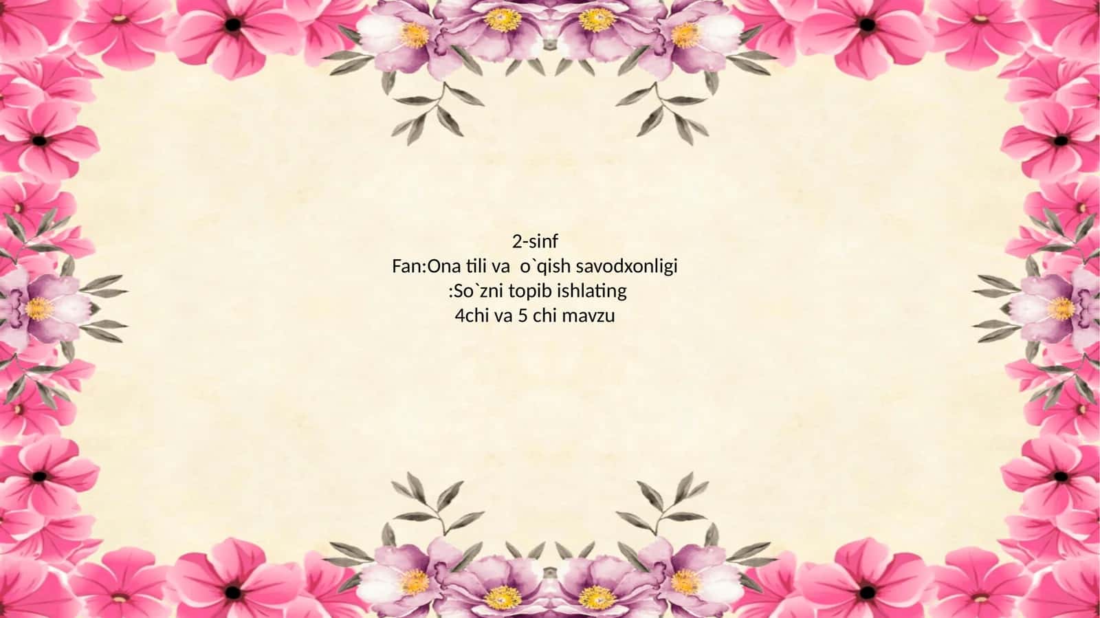 Ona tili va o`qish savodxonligi:So`zni topib ishlating 1