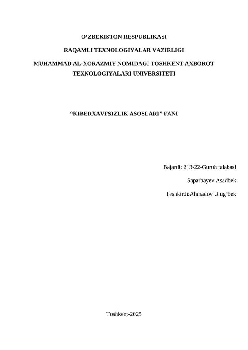 Shaxsiy kompyuterida firewaalni sozlash 1