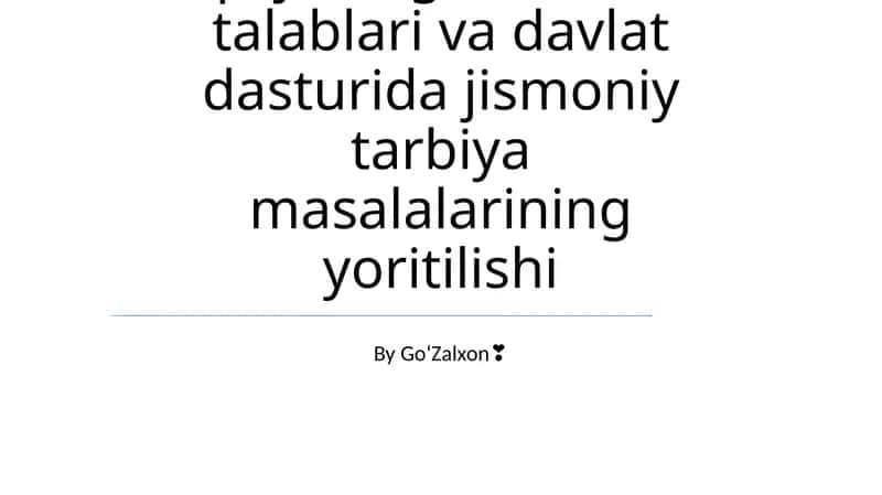 Jismoniy faoliyatning foydalari 1