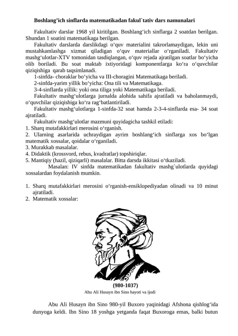Fakultativ darslar 1