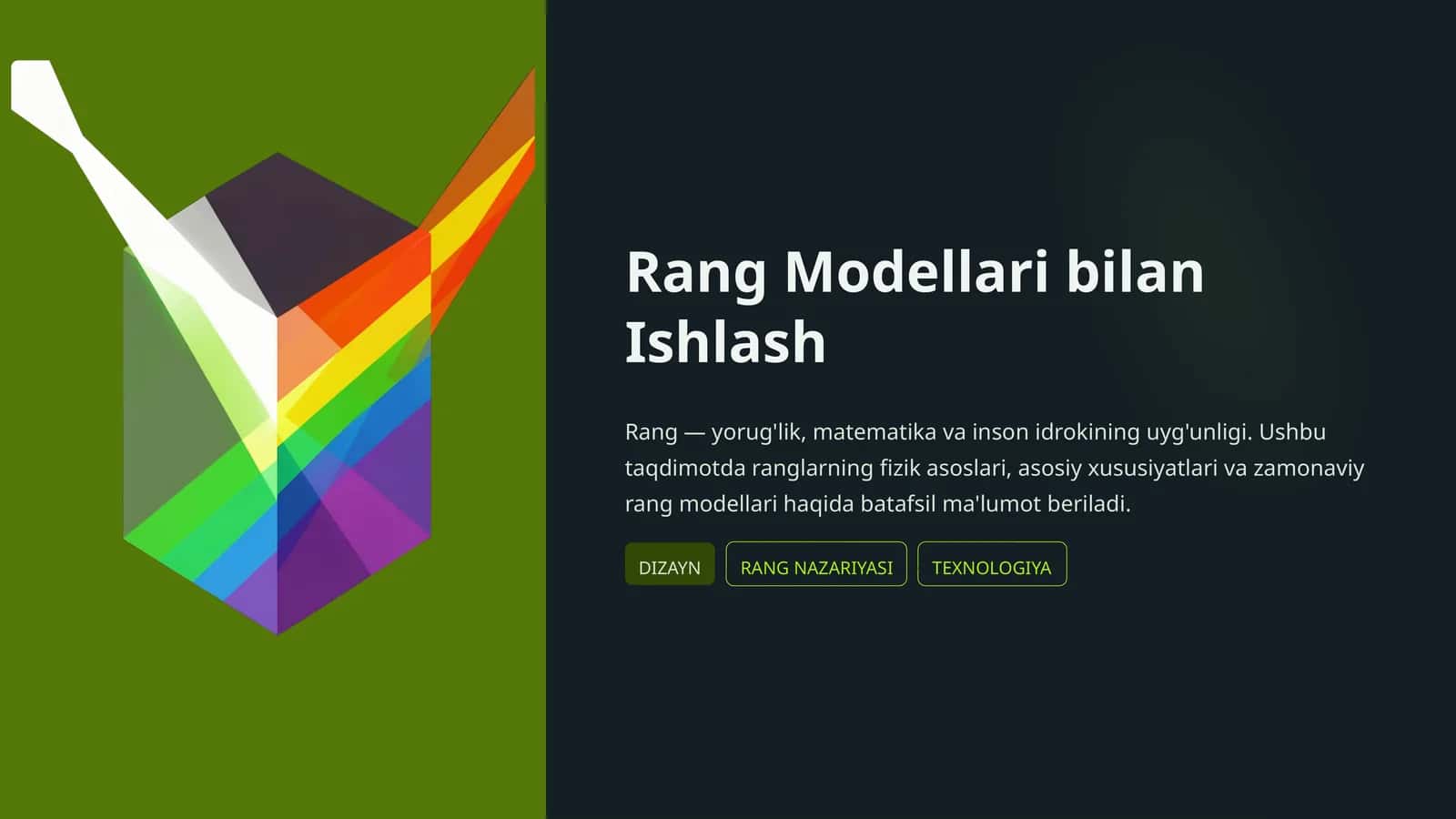 Rang Modellari bilan Ishlash 1
