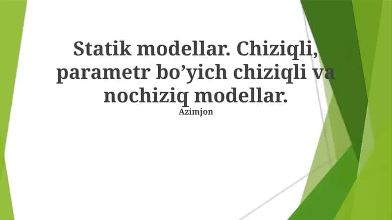 Parametrli chiziqli modellarda bog'lanish chiziqli va xato a'zosi 1