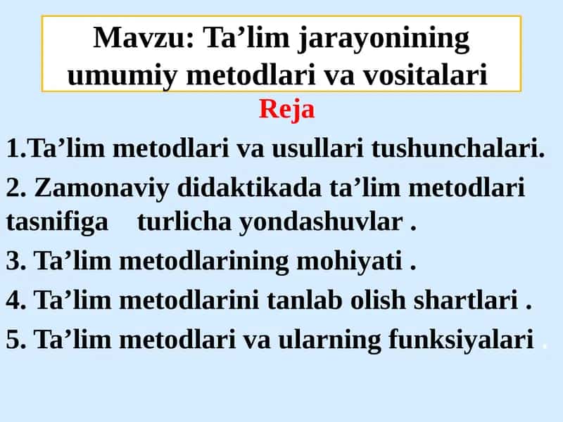 Ta’lim metodlariva usullari 1