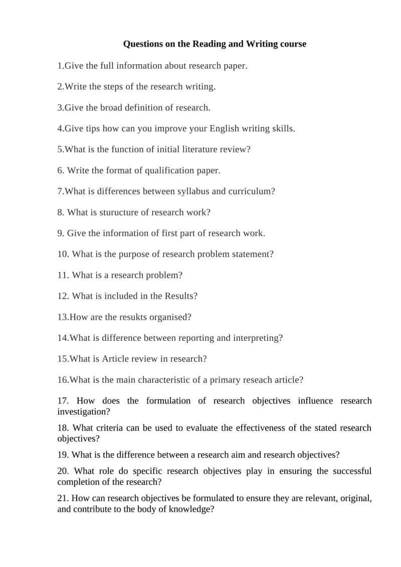 Research and Writing Course 1