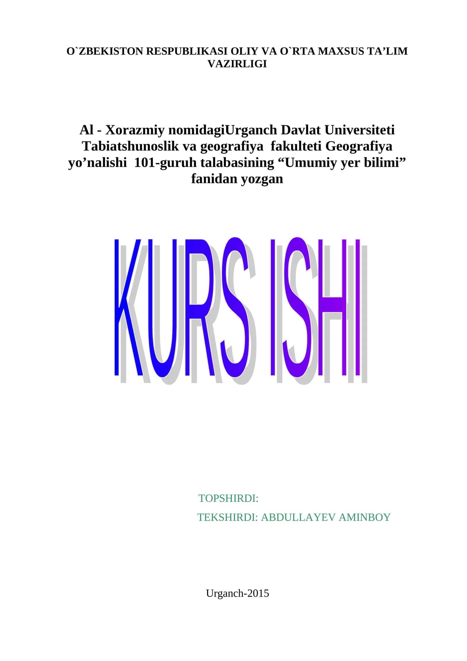 Umumiy yer bilimi 1