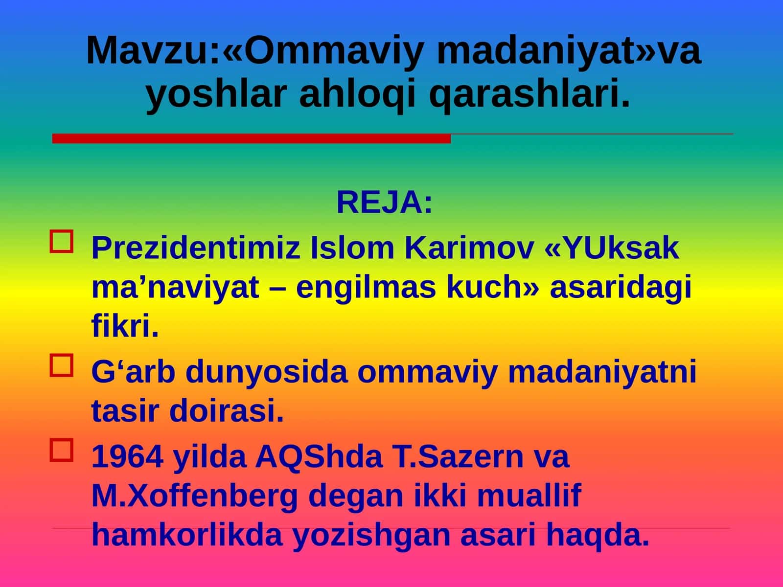 Ommaviy madaniyat 1