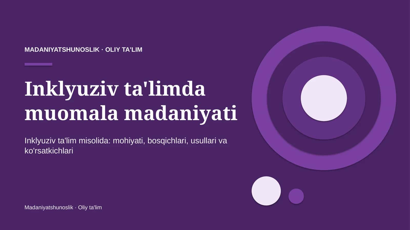 [Inklyuziv ta'limda muomala madaniyati] 1