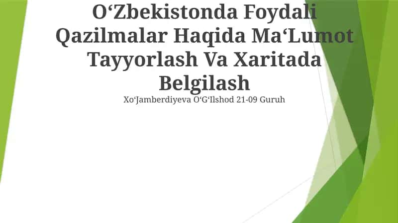 Foydali Qazilmalar Haqida Ma‘Lumot 1