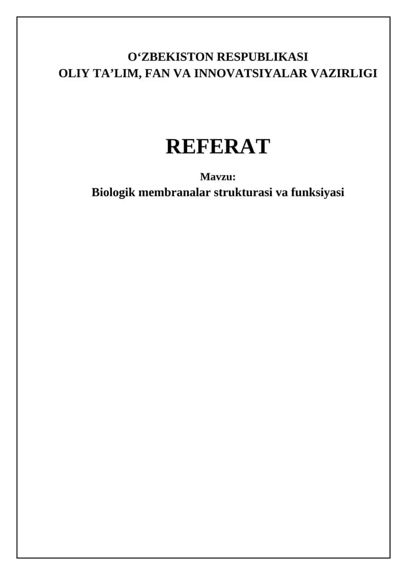 Biologik membranalar tuzilishi 1