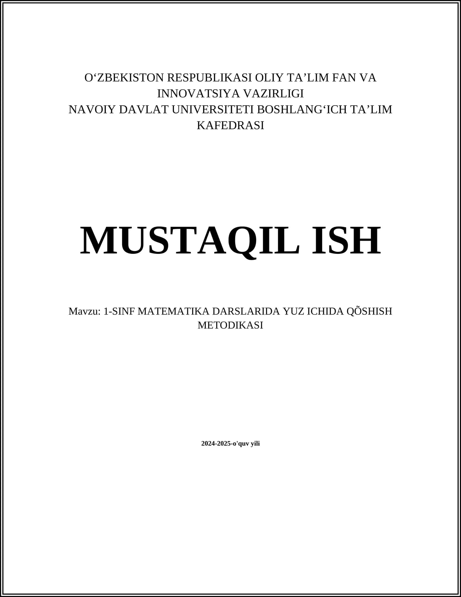 1-Sinf Matematika Yuz Ichida Qoshish Metodikasi 1
