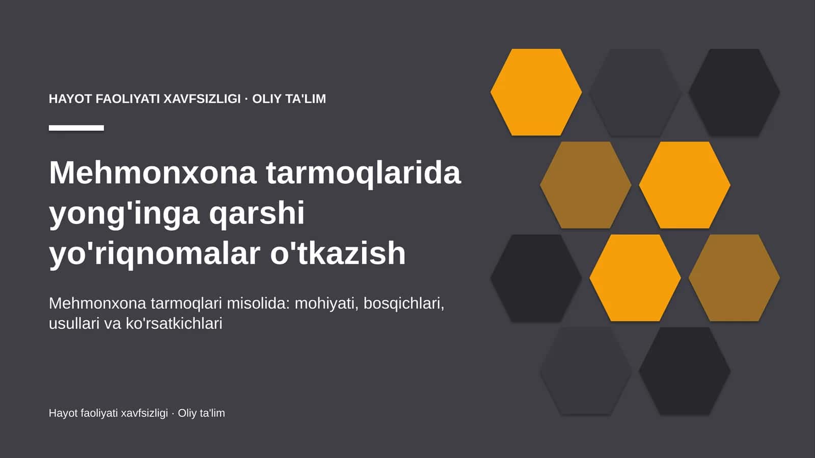 mehmonxona tarmoqlarida yong'inga qarshi yo'riqnomalar o'tkazish 7127 1