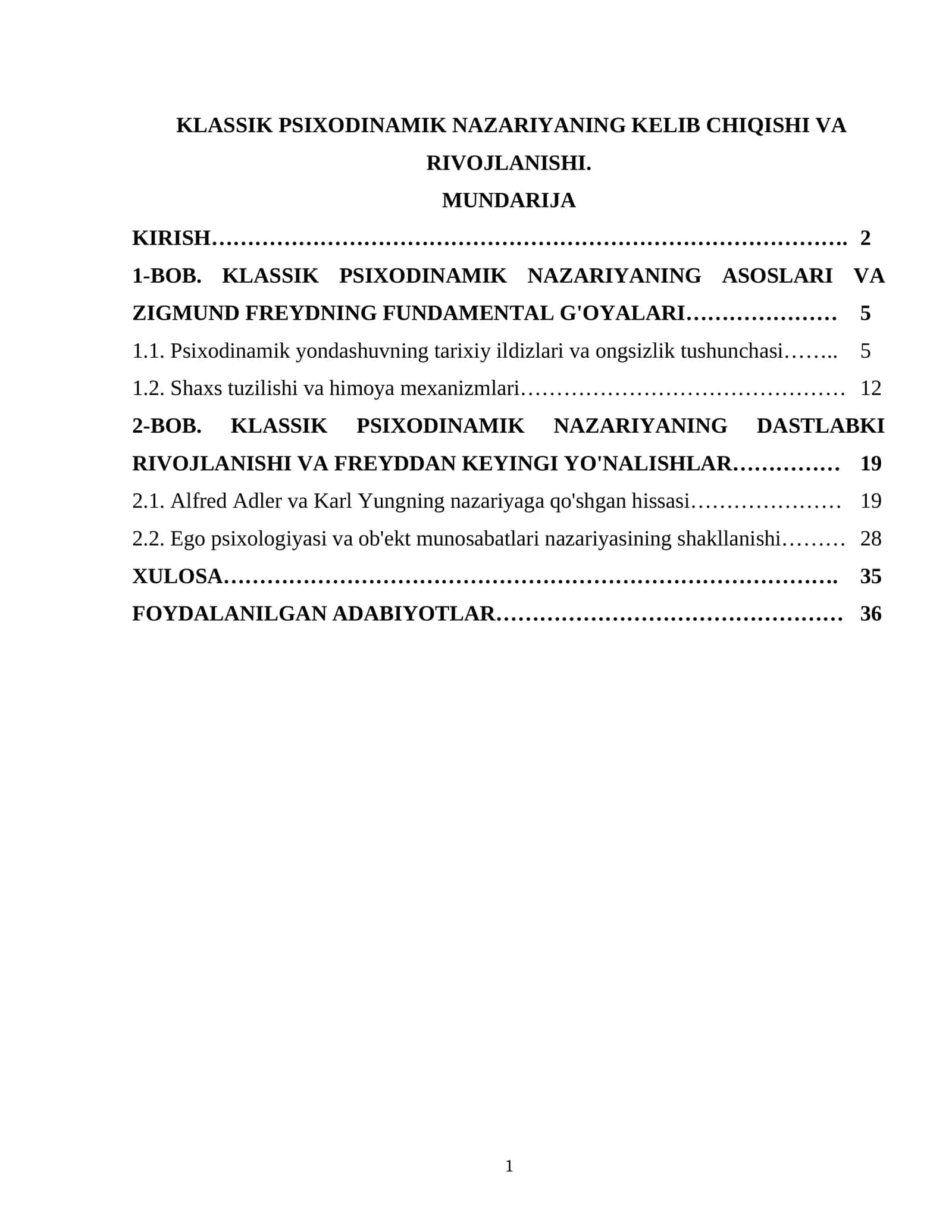 KLASSIK PSIXODINAMIK NAZARIYANING KELIB CHIQISHI VA RIVOJLANISHI 1
