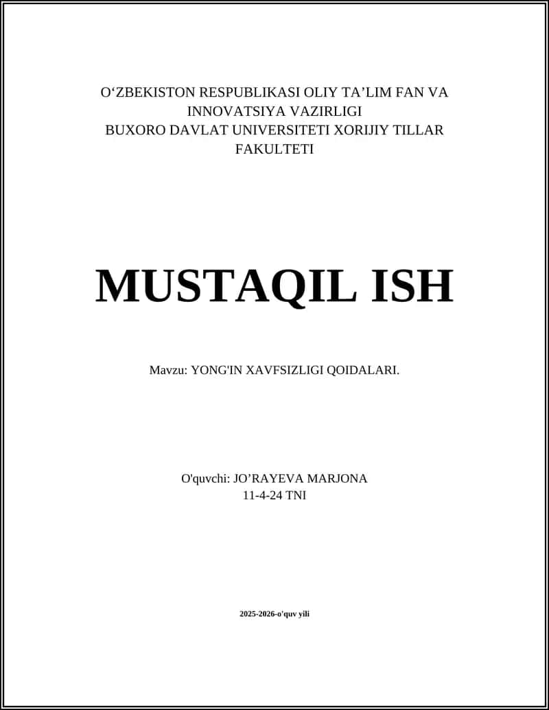 YONG'IN XAVFSIZLIGI QOIDALARI 1