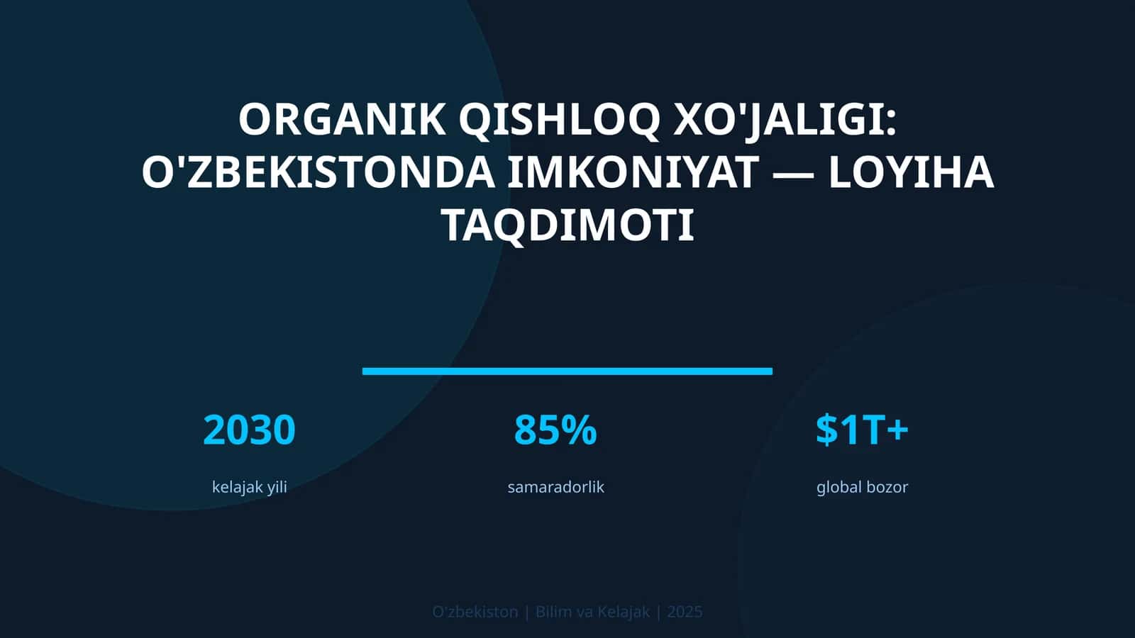 Organik qishloq xo'jaligi: O'zbekistonda imkoniyat — loyiha taqdimoti 1