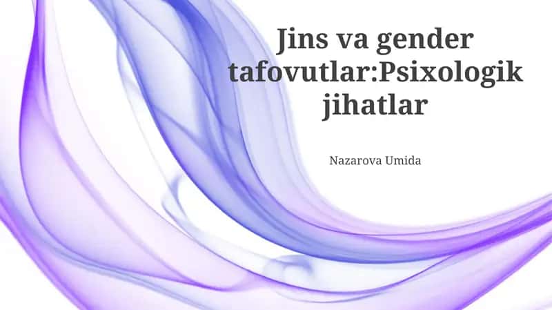 Jinlarning Jinsga Bog'liq Psixologik Muammolari 1