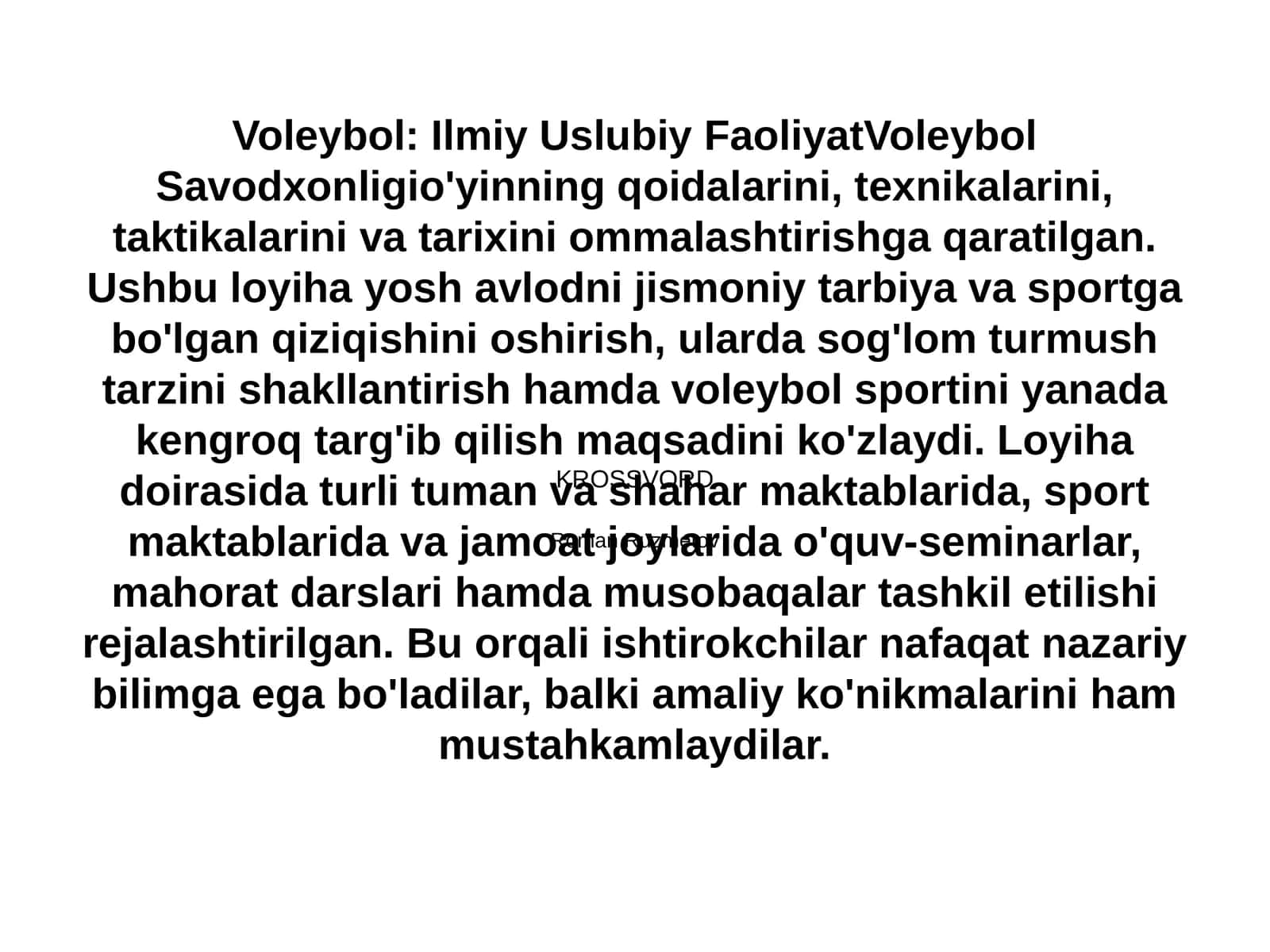 Tanlangan sportda ilmiy uslubiy faoliyat voleybol sport turi boʻyicha 1