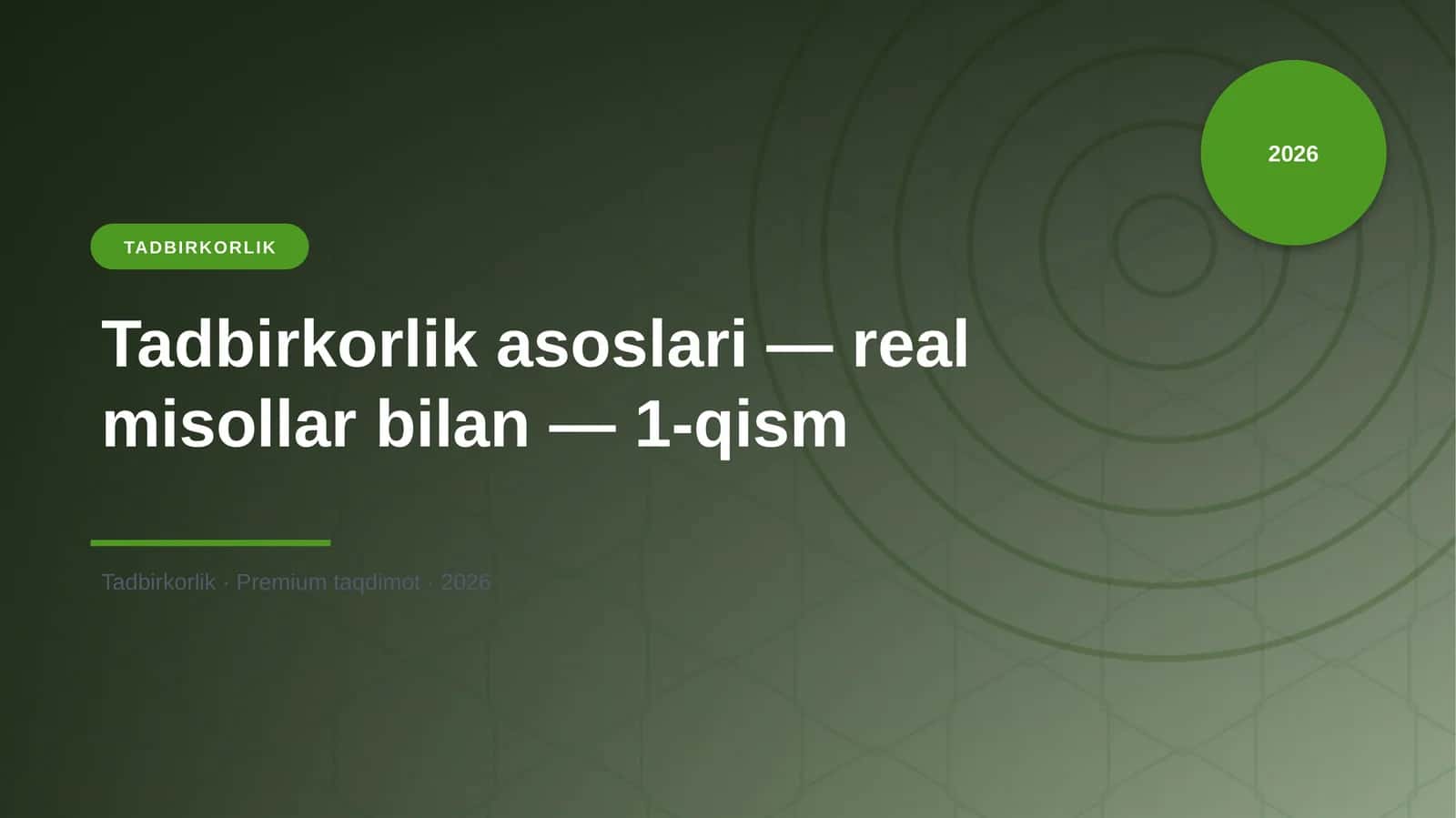 Tadbirkorlik asoslari — real misollar bilan — 1-qism 1