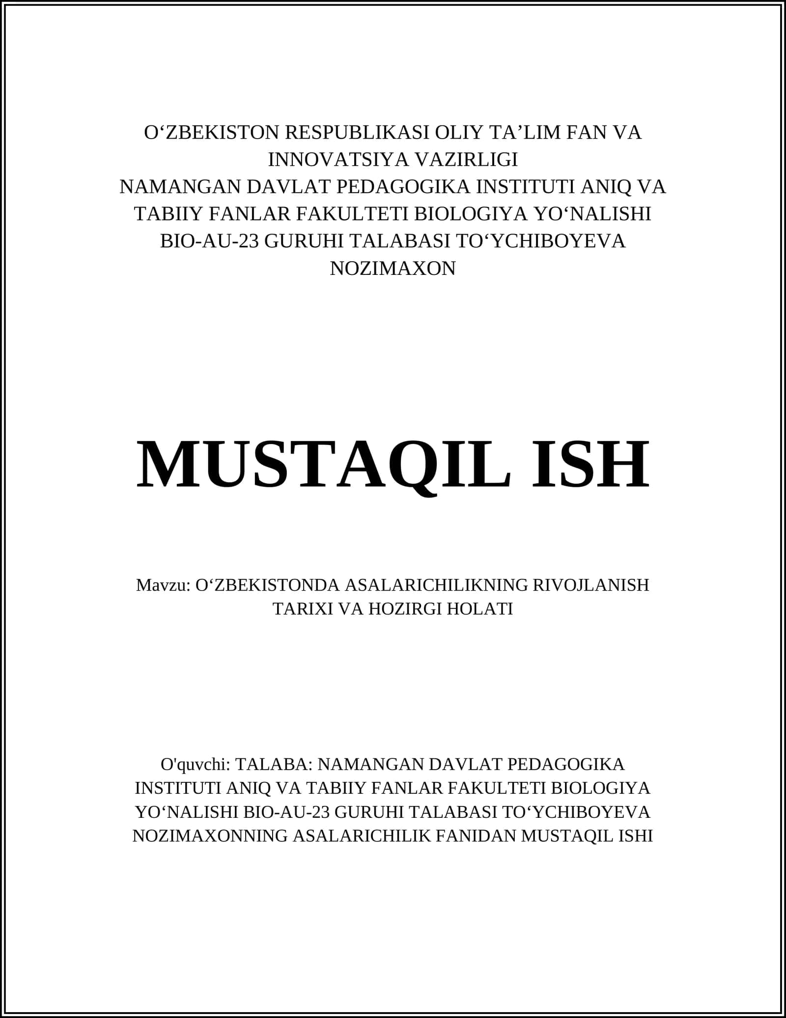 O‘zbekistonda asalarichilik tarixi va holati 1