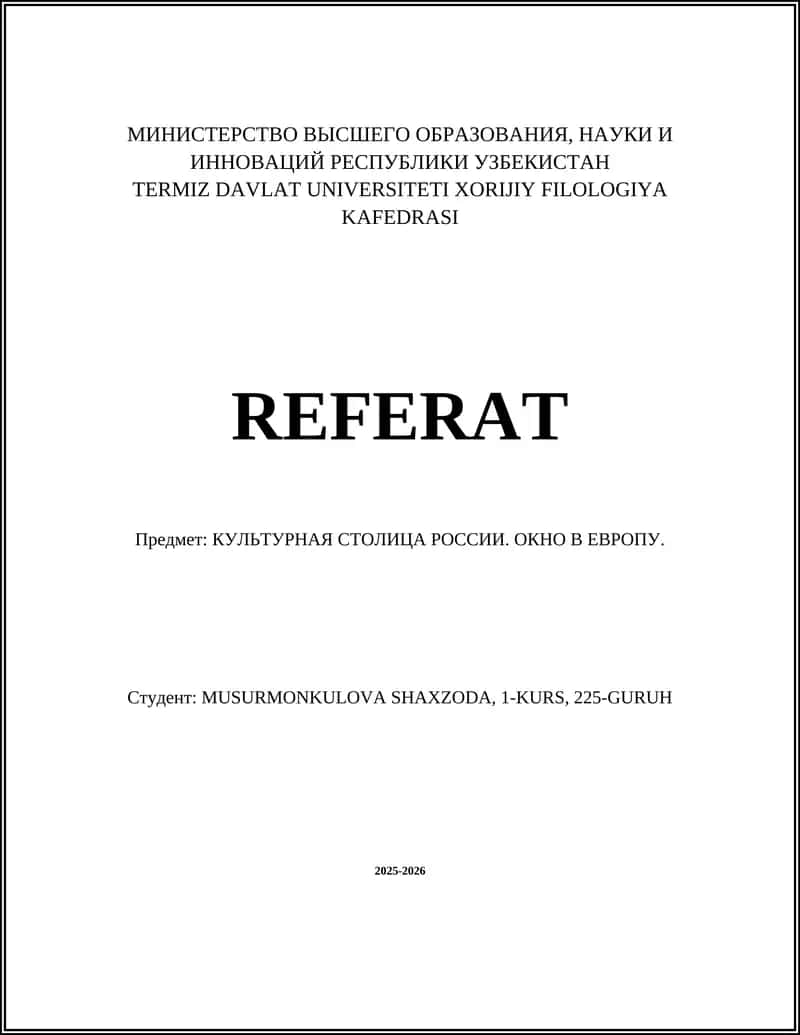 KULTURNAYA STOLICA ROSSII. OKNO V EVROPU 1
