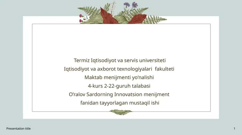Inovatsion yechimlarning raqobatbardoshlik darajasini baholash 1