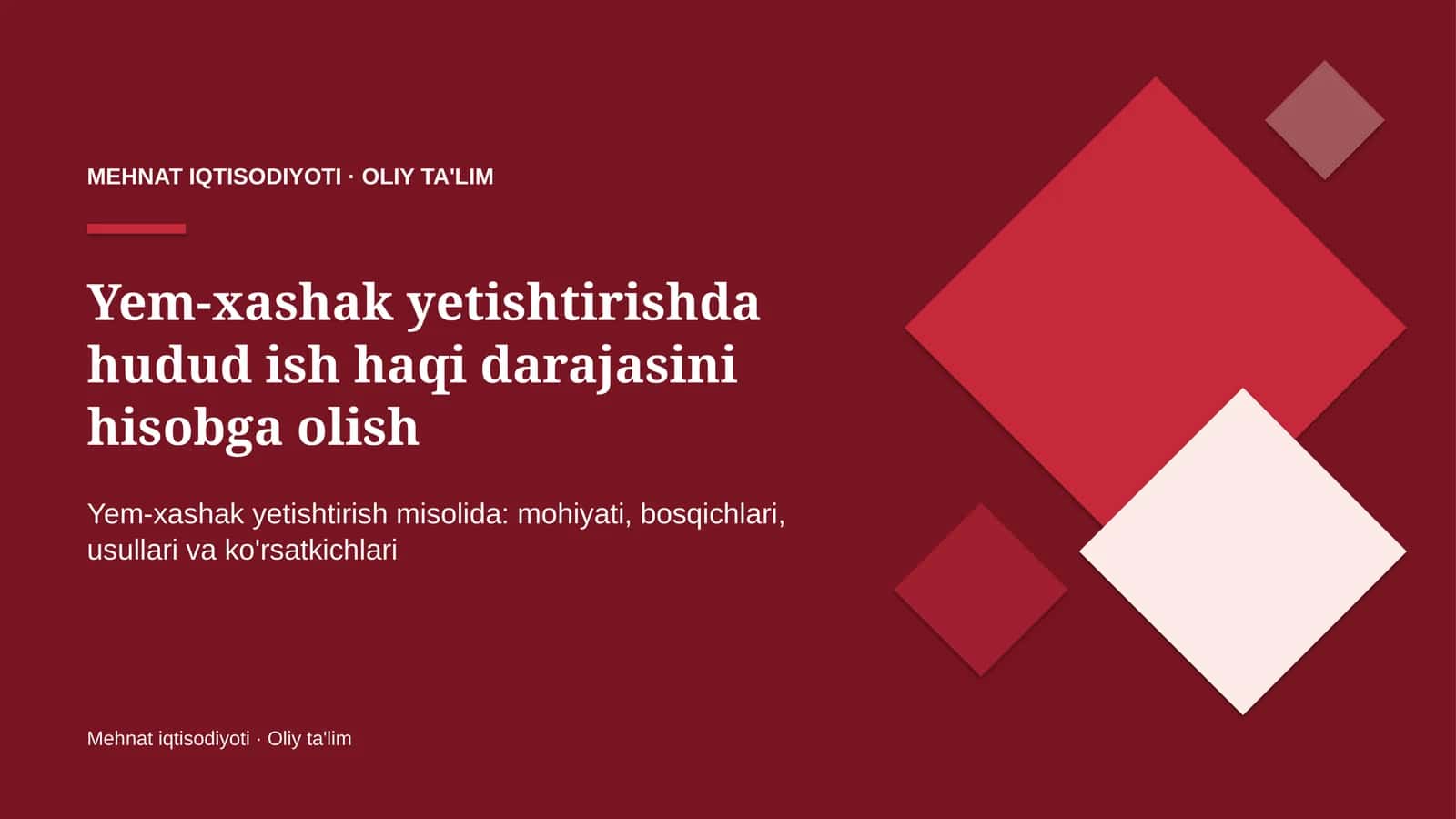 Yem-xashak yetishtirishda hudud ish haqi darajasini hisobga olish 1