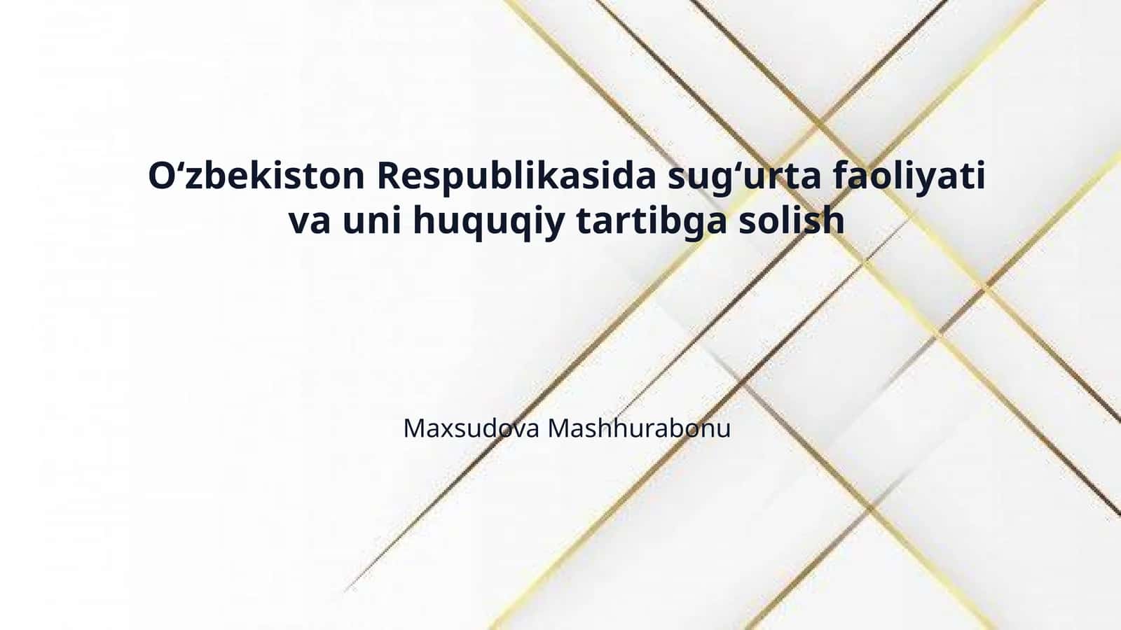 Oʻzbekiston Respublikasida sugʻurta faoliyati va uni huquqiy tartibga solish 1