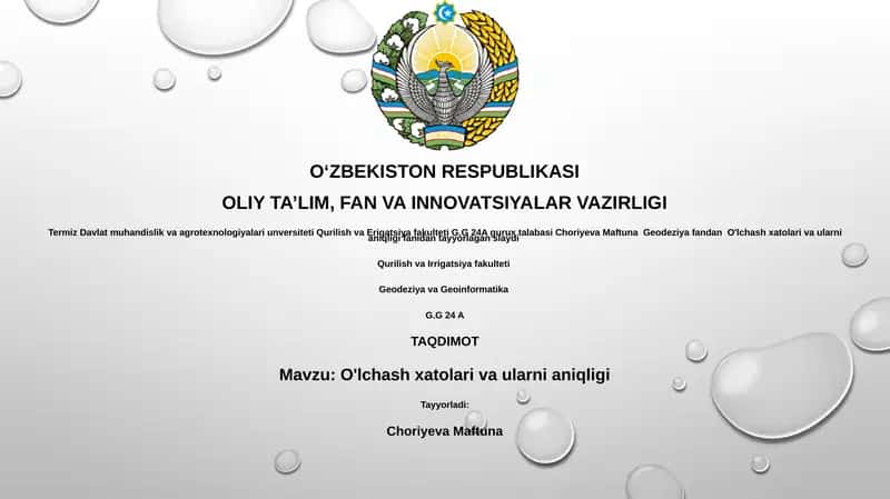 O'lchash xatolari va ularni aniqligi 1