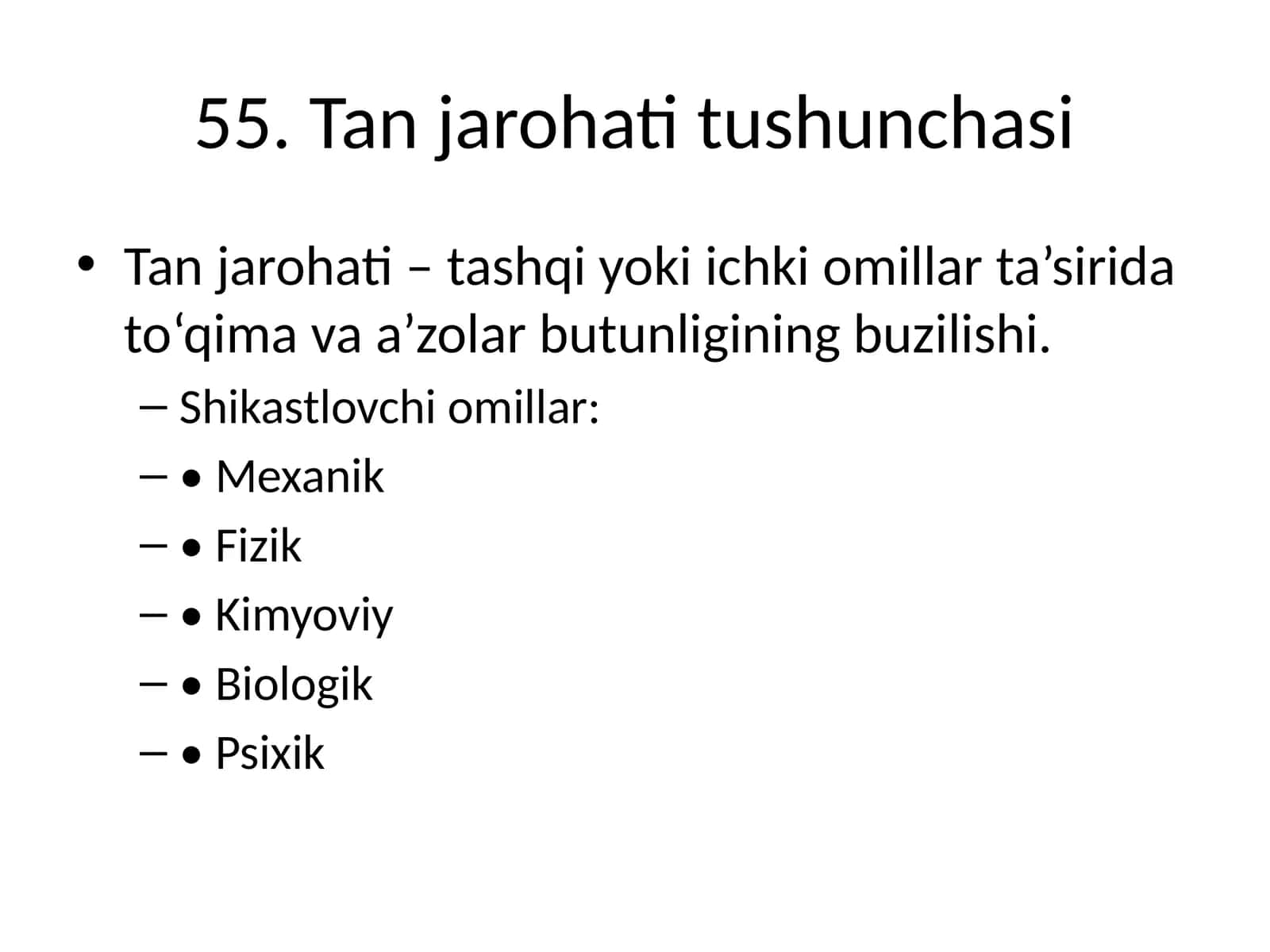 Tan jarohati tushunchasi 1