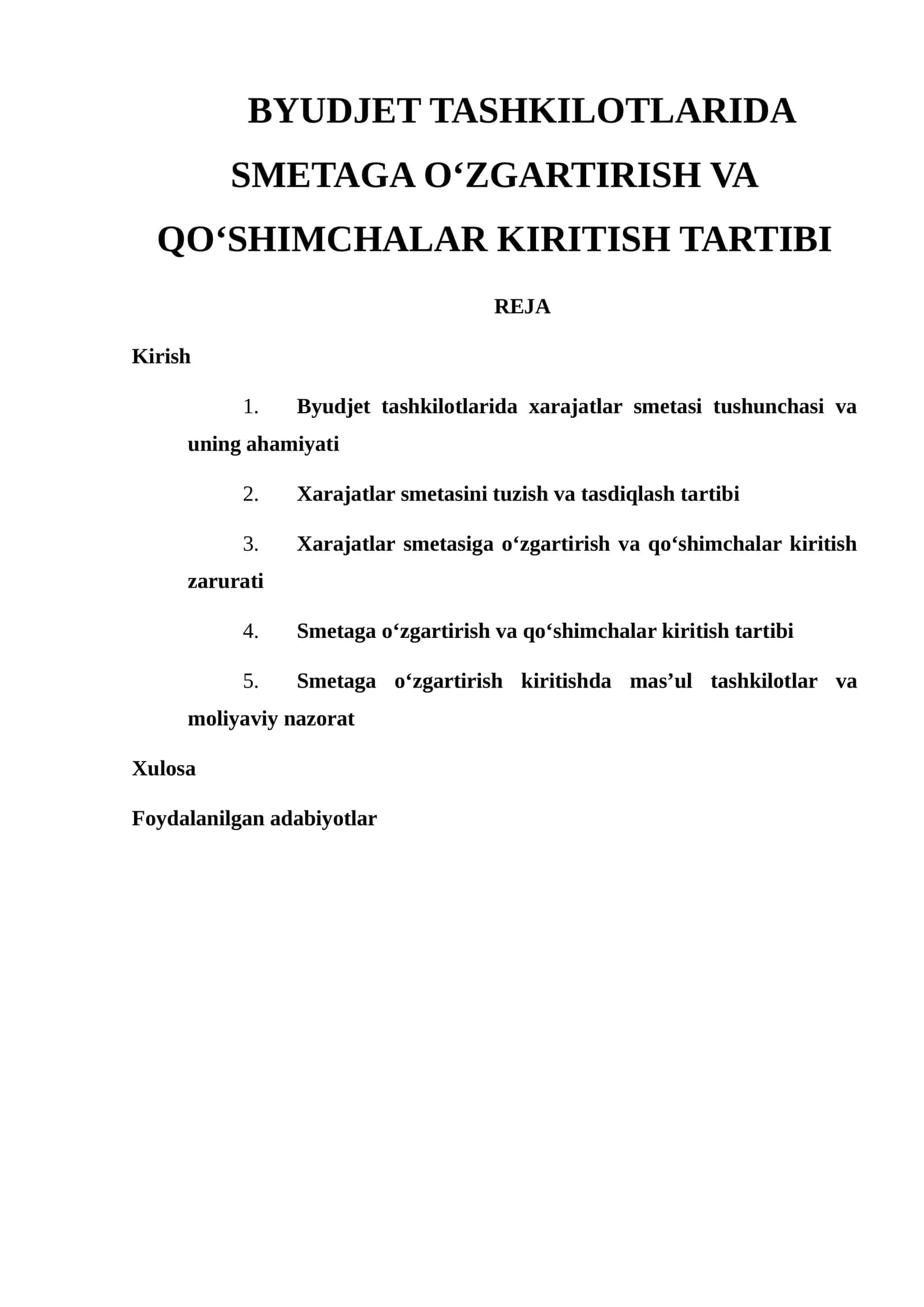 Xarajatlar smetasi tushunchasi va uning ahamiyati 1