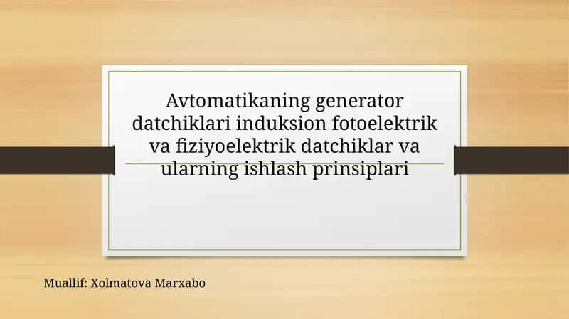 Aftomatikaning generator datchiklari 1