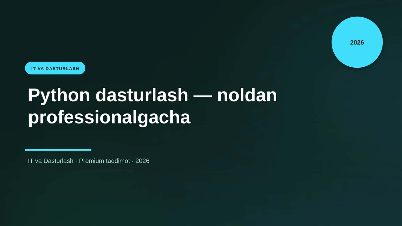 Python dasturlash — noldan professionalgacha 1
