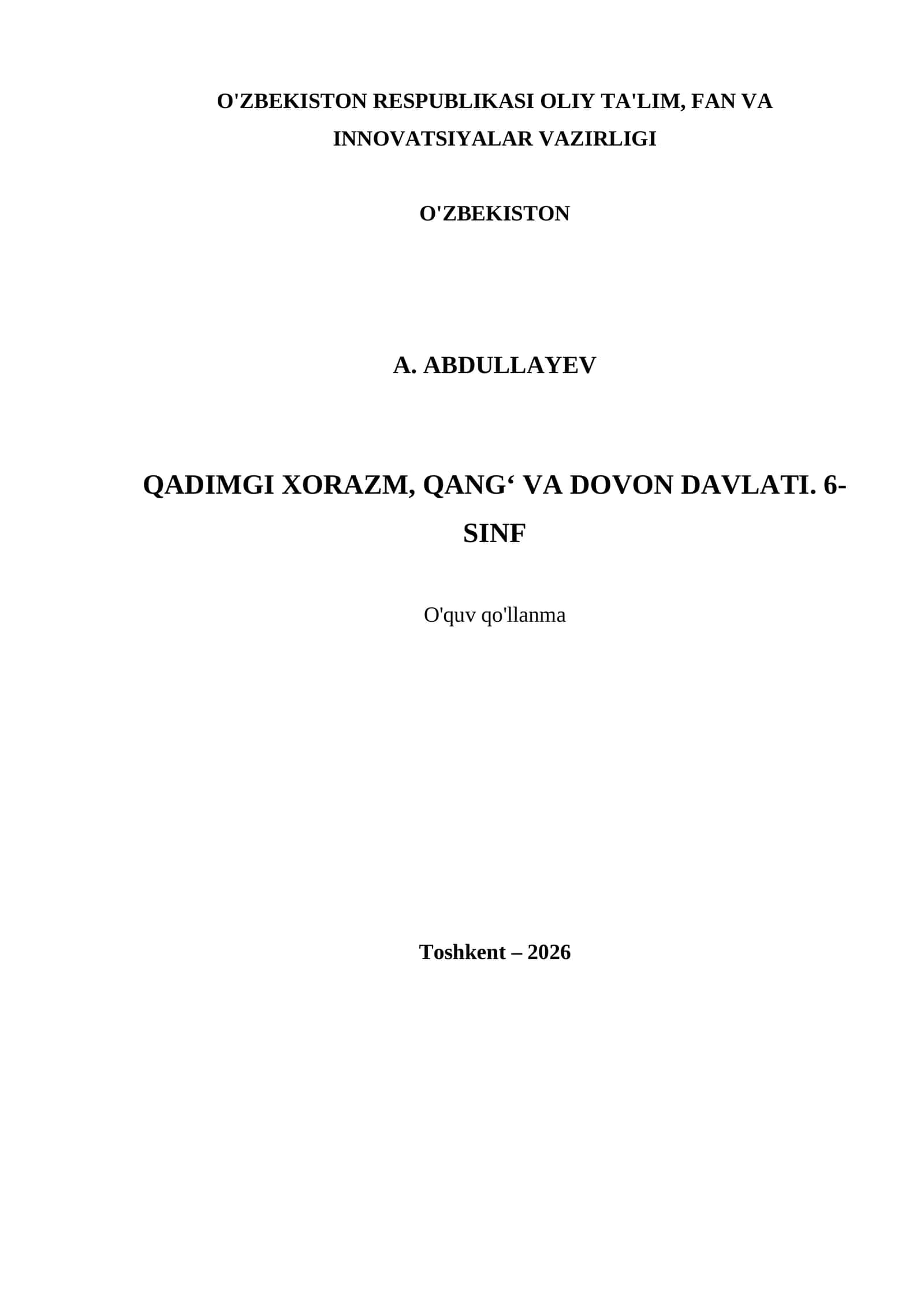 QADIMGI XORAZM, QANG‘ VA DOVON DAVLATI. 6- SINF 1