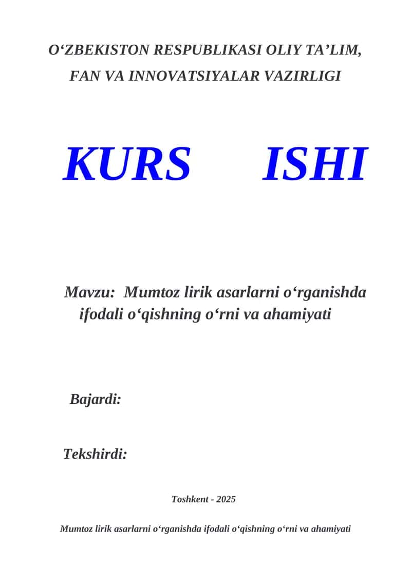 Mumtoz lirik asarlarni oʻrganishda ifodali oʻqishning oʻrni va ahamiyati 1