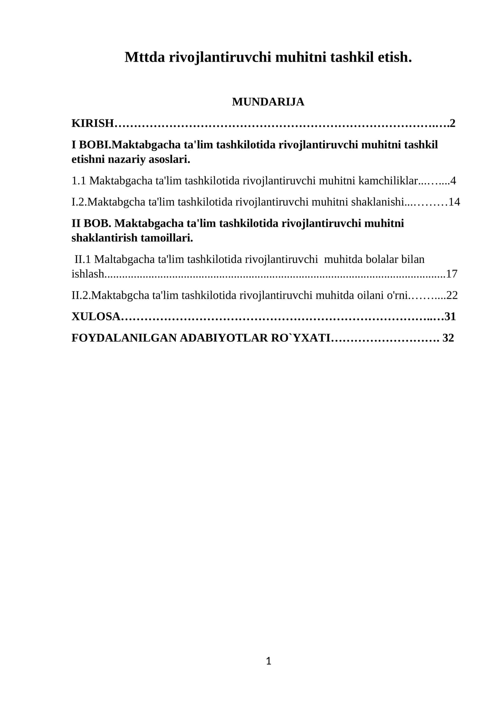 Maktabgacha ta'lim tashkilotida rivojlantiruvchi muhitni tashkil etish 1