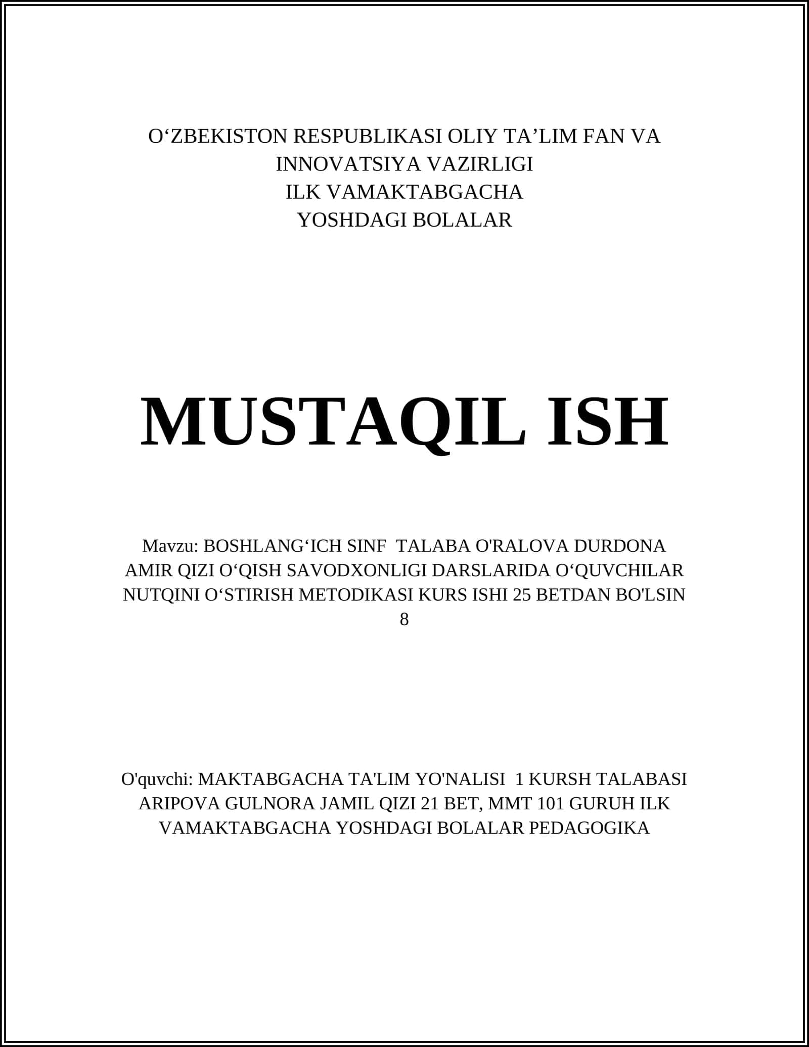 Nutqini o‘stirish metodikasi 1