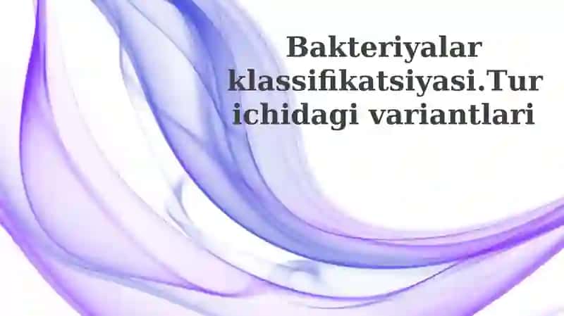 Bakteriyalarking klassifikatsiyasi