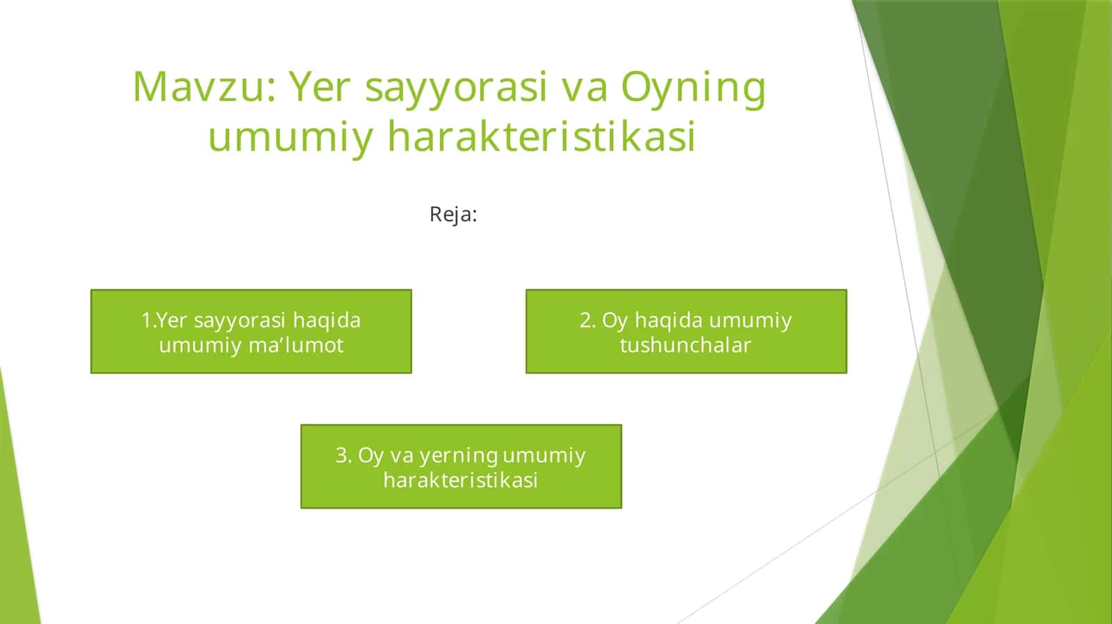 Yer sayyorasi va Oyning  umumiy harakteristikasi 1