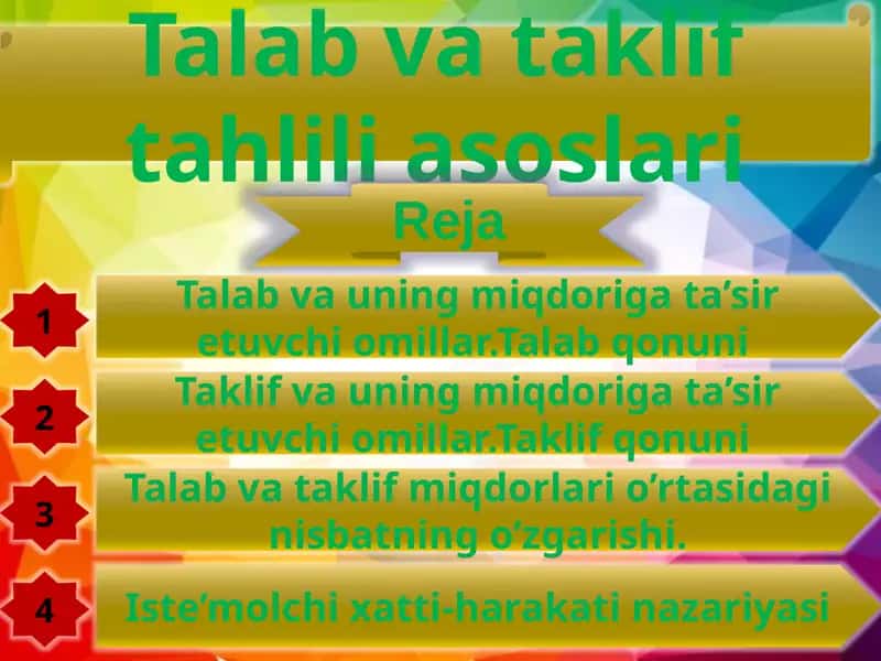 Talab va taklif tahlili asoslari 1